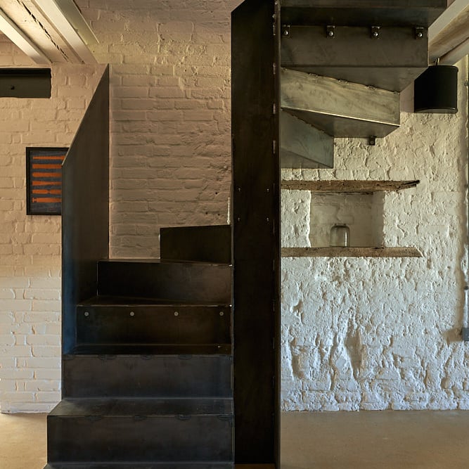 Bespoke self-supporting steel staircase by JT Pegg of Aldeburgh.